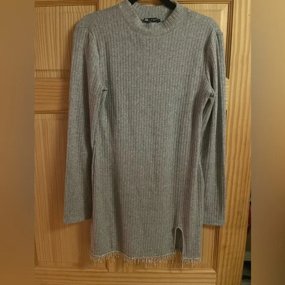 Zara dress mini jewel rhinestone party ribbed sweater turtleneck - Picture 6 of 6